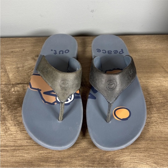 Life Is Good Flip Flop Sandals Peace Out Blue Size 7 - Picture 2 of 11